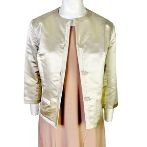 VINTAGE DYNASTY BRITISH CROWN  COLONY SILK BLAZER 60s RARE REVERSIBLE IVORY 10
